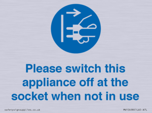 Please switch this appliance off at the socket when not in use
